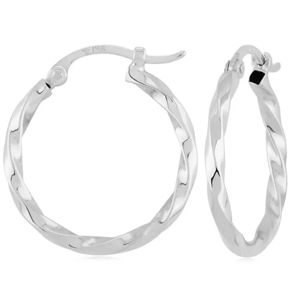 1.8 x 18mm Medium Twisted Tube Hoop Earrings in 14k White Gold Conti Jewelers Endwell, NY