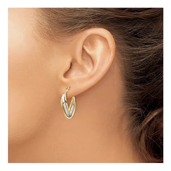 Polished Oval Hoop Earrings in 14k Gold Image 2 Conti Jewelers Endwell, NY