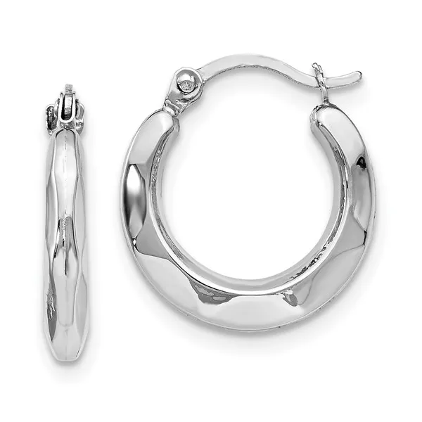 14k White Gold Polished Hinged Hoops Conti Jewelers Endwell, NY