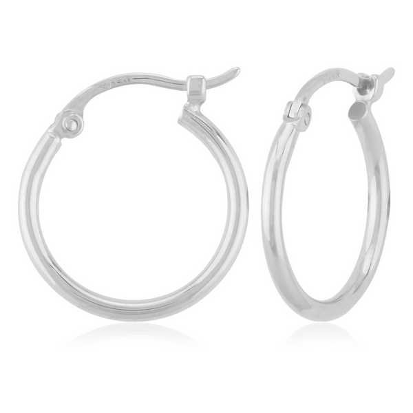 1.5 x 15mm Small Hoop Earrings in 14k White Gold Conti Jewelers Endwell, NY