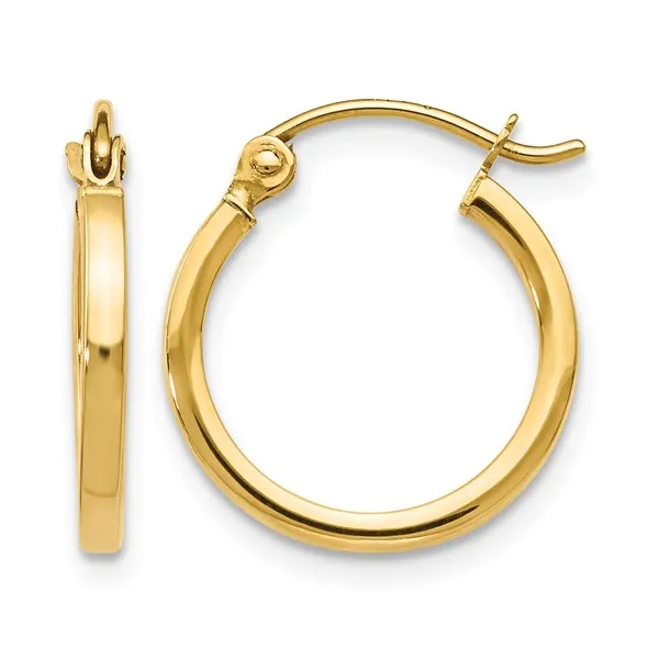 14k Polished Hoop 15mm Earrings Conti Jewelers Endwell, NY