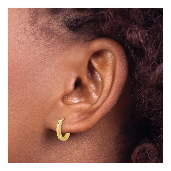 Diamond-cut Huggie Hoop Earrings in 14k Yellow Gold Image 2 Conti Jewelers Endwell, NY