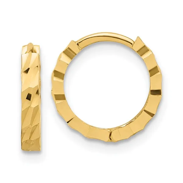 Diamond-cut Huggie Hoop Earrings in 14k Yellow Gold Conti Jewelers Endwell, NY