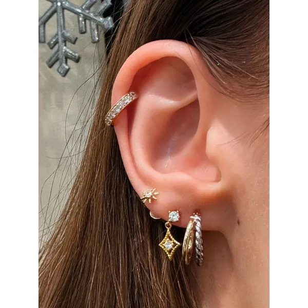 14K WG/RHP 2-ROW J-HOOP POST EARRINGS 1.14G Image 2 Conti Jewelers Endwell, NY