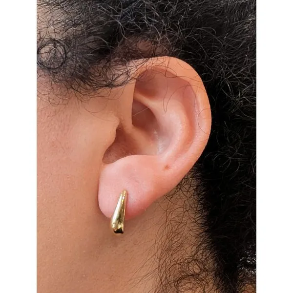 Polished J-Hoop Post Earrings in 14k Yellow Gold Image 3 Conti Jewelers Endwell, NY