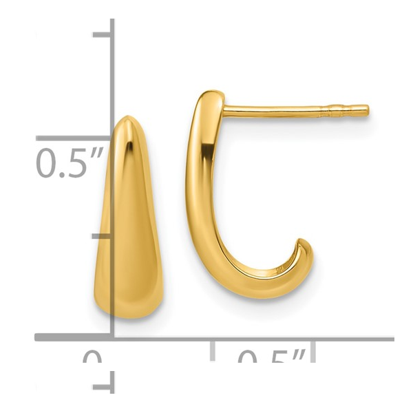 Polished J-Hoop Post Earrings in 14k Yellow Gold Image 2 Conti Jewelers Endwell, NY