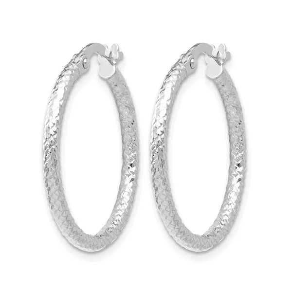 Textured Hoop Earrings in 14k White Gold Image 2 Conti Jewelers Endwell, NY