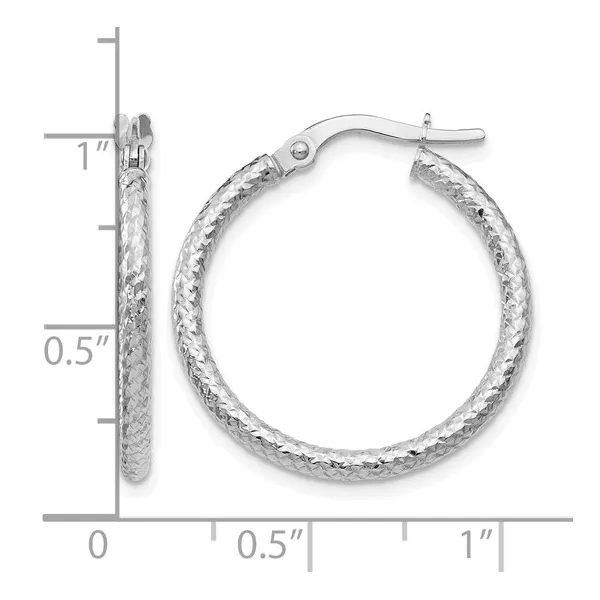 Textured Hoop Earrings in 14k White Gold Image 3 Conti Jewelers Endwell, NY