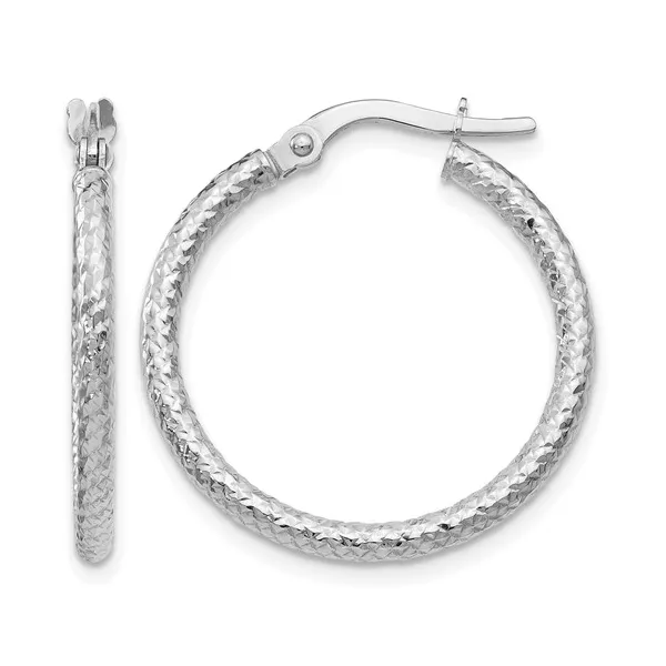 Textured Hoop Earrings in 14k White Gold Conti Jewelers Endwell, NY