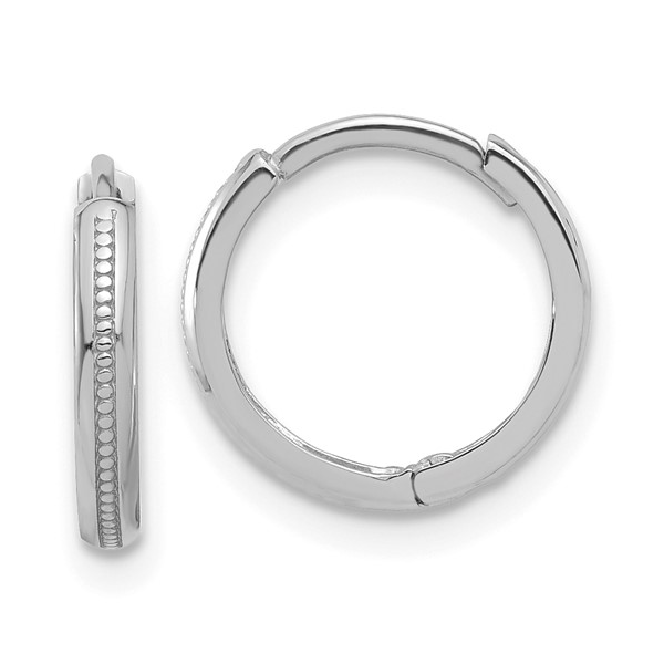 Polished and Textured Huggie Hoop Earrings in 14k White Gold Conti Jewelers Endwell, NY