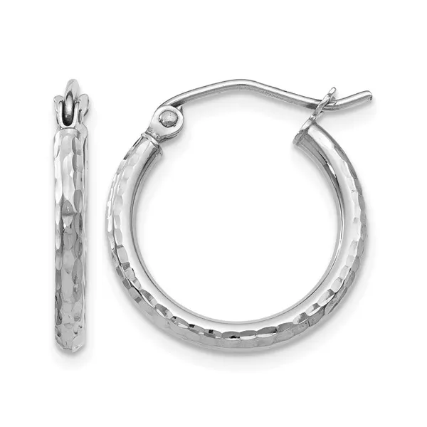 17mm Diamond-Cut Hoop Earrings in 10K White Gold Conti Jewelers Endwell, NY