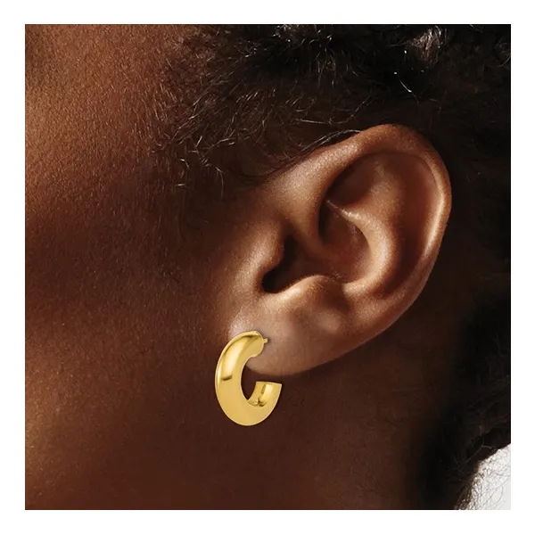 14K Polished J-Hoop Post Earrings Image 2 Conti Jewelers Endwell, NY