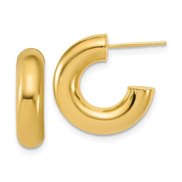14K Polished J-Hoop Post Earrings Conti Jewelers Endwell, NY