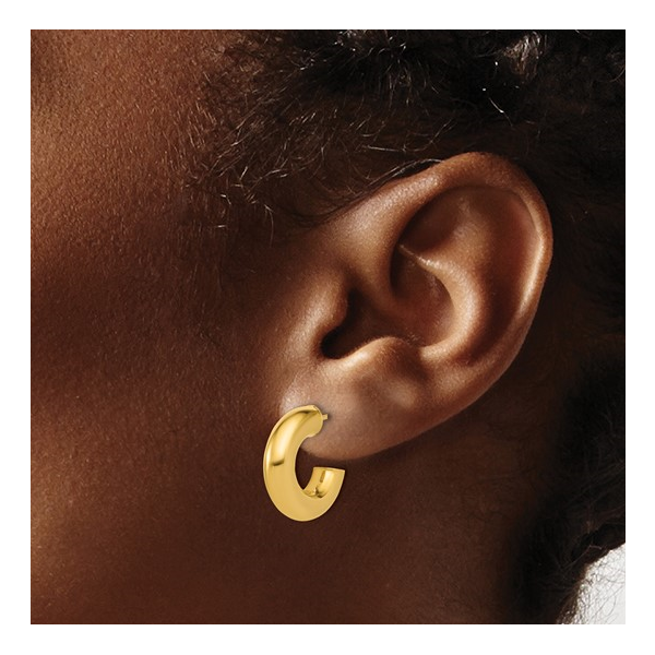 14K Polished J-Hoop Post Earrings Image 2 Conti Jewelers Endwell, NY