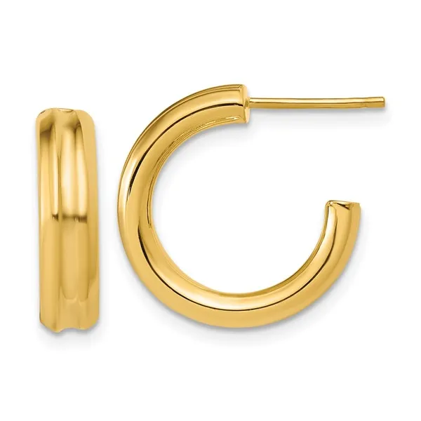 14K Yellow Gold GROOVED J-HOOP POST EARRINGS 1.90G Conti Jewelers Endwell, NY