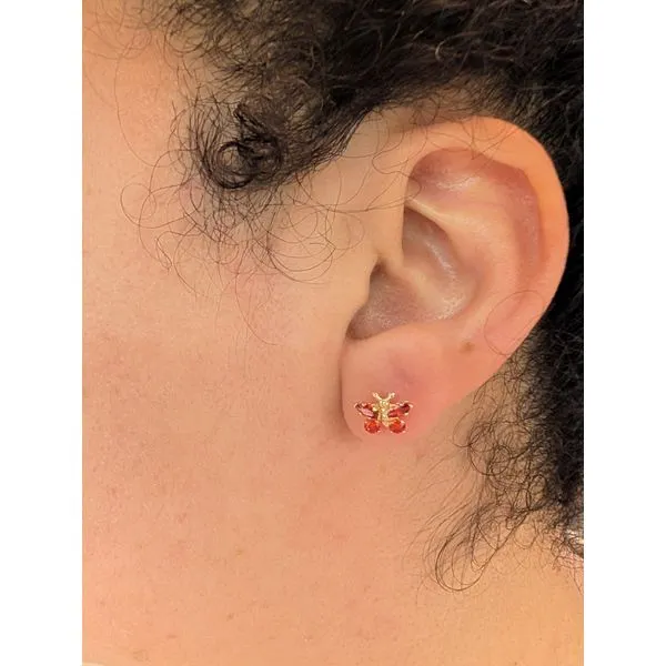 Butterfly January Birthstone Stud Earrings in 14k Yellow Gold Image 2 Conti Jewelers Endwell, NY