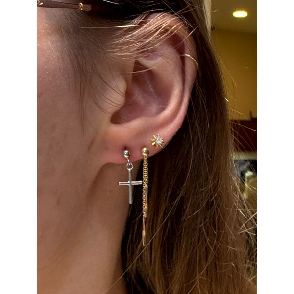 14k WG Post Drop Cross Earrings 1.35gm Image 2 Conti Jewelers Endwell, NY