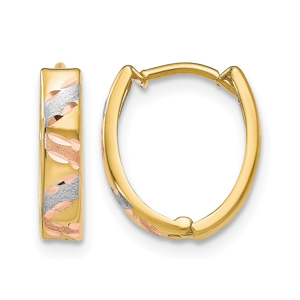 14k Tri Toned Hinged diamond cut earrings 0.88gm Conti Jewelers Endwell, NY