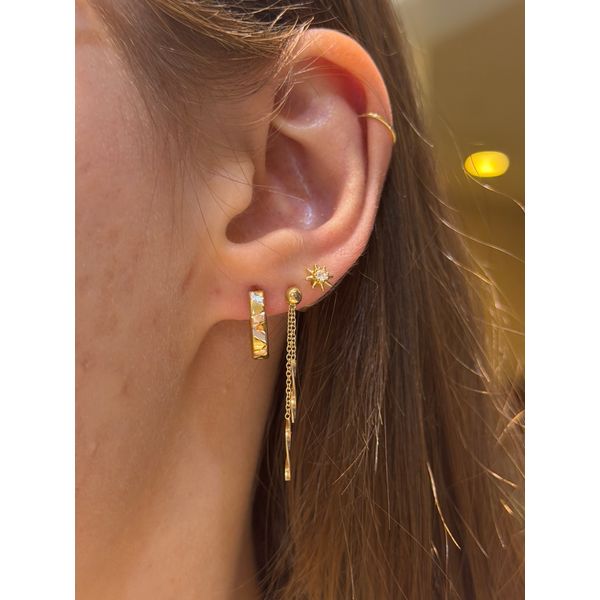 14k Tri Toned Hinged diamond cut earrings 0.88gm Image 2 Conti Jewelers Endwell, NY