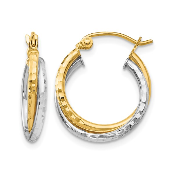 14k TT Diamond Cut Hoops 1.17gm Conti Jewelers Endwell, NY