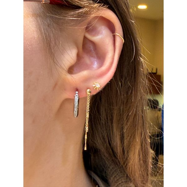 14k WG Glimmer Infused J-hoops Earrings 1.10gm Image 2 Conti Jewelers Endwell, NY