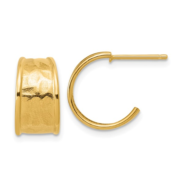 14K YG HAMMERED J-HOOP EARRINGS 1.94G Conti Jewelers Endwell, NY