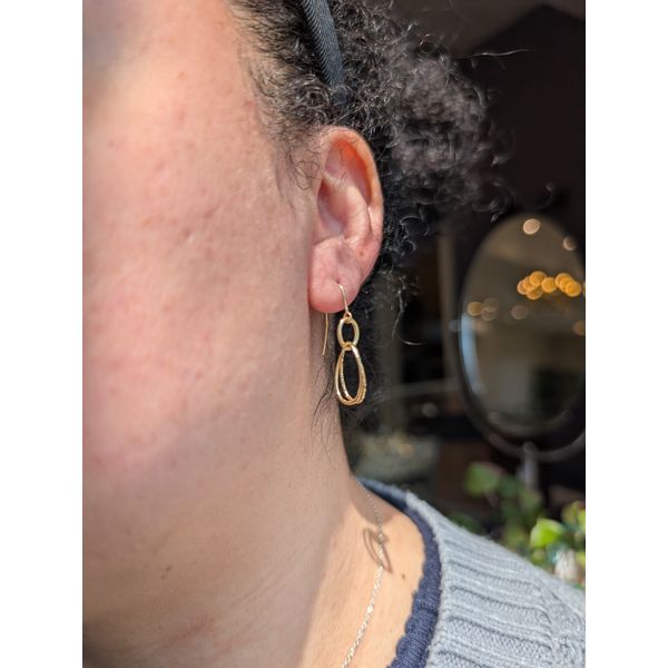 Textured Sheperd Hook Dangle Earrings in 10k Yellow Gold Image 2 Conti Jewelers Endwell, NY