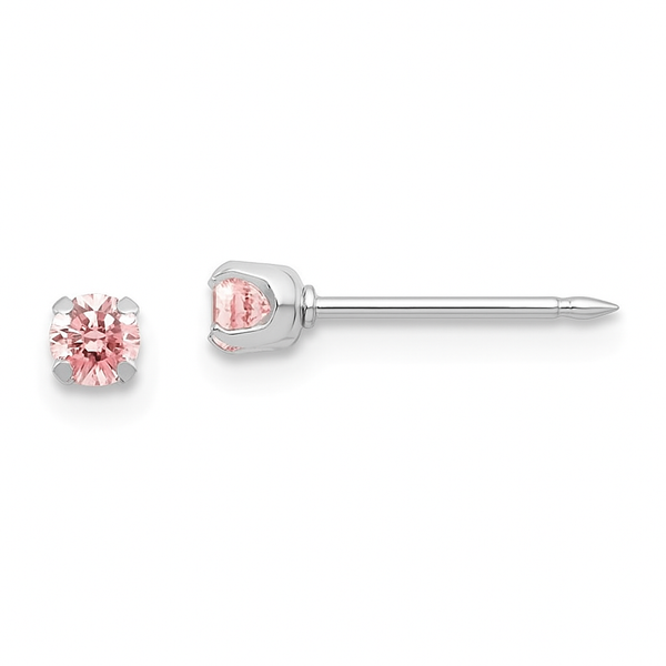 3mm Pink CZ Piercing Earrings in 14k White Gold Conti Jewelers Endwell, NY