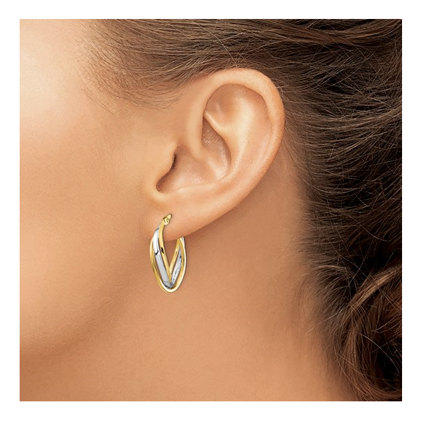 Polished Oval Hoop Earrings in 14k Gold Image 2 Conti Jewelers Endwell, NY