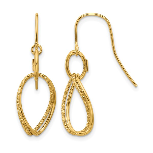 Textured Sheperd Hook Dangle Earrings in 10k Yellow Gold Conti Jewelers Endwell, NY