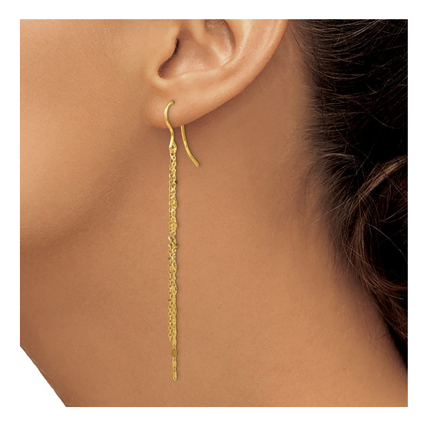 Tassel Dangle Shephard Hook Earrings in 14k Yellow Gold Image 2 Conti Jewelers Endwell, NY