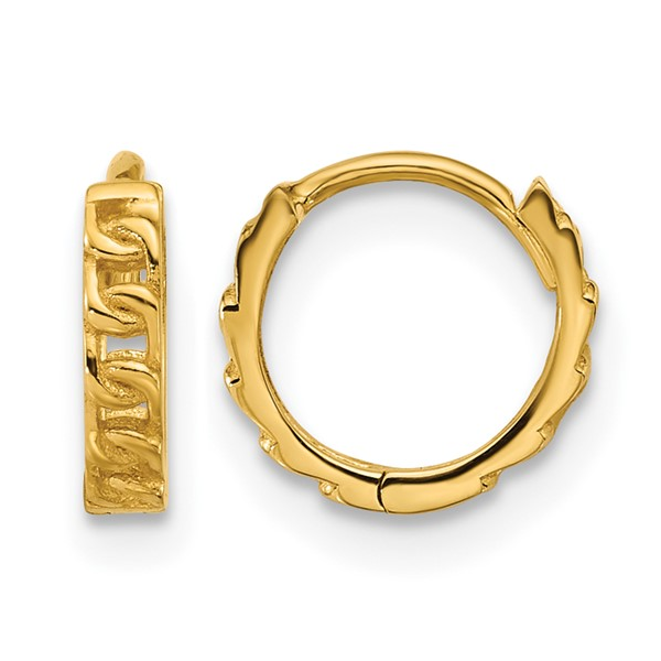 14K Yellow Gold CURB LINK HINGED HOOP EARRINGS Conti Jewelers Endwell, NY