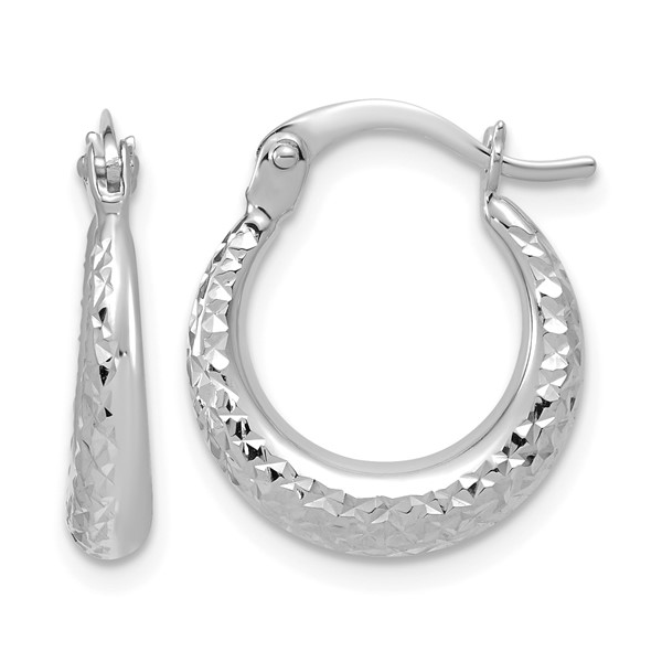 14k White Gold Textured Hoop Earrings Conti Jewelers Endwell, NY