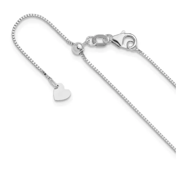 .7mm Adjustable Baby Box Chain in 14k White Gold, 22