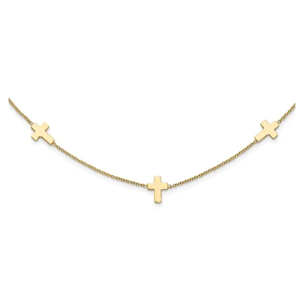 Mini Cross Station Necklace in 14k Yellow Gold Conti Jewelers Endwell, NY
