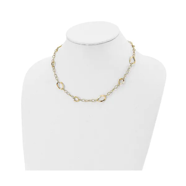 14k Yellow Gold Polished Fancy Link Necklace Image 2 Conti Jewelers Endwell, NY