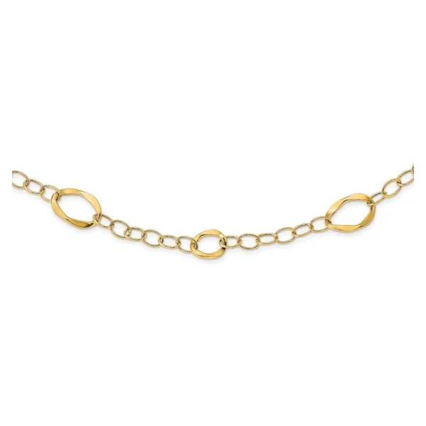 14k Yellow Gold Polished Fancy Link Necklace Conti Jewelers Endwell, NY