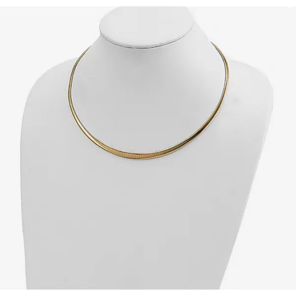 7mm Solid Omega Chain Necklace in 14k Yellow Gold Image 2 Conti Jewelers Endwell, NY