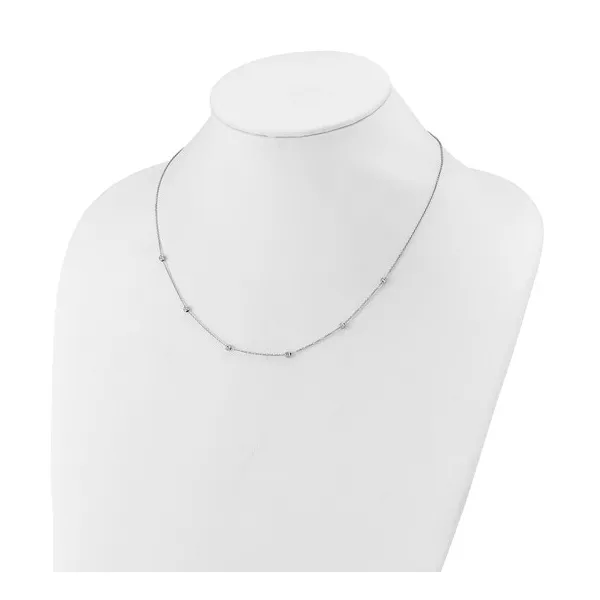 14K White Gold Polished and D/C Beaded Necklace Image 2 Conti Jewelers Endwell, NY
