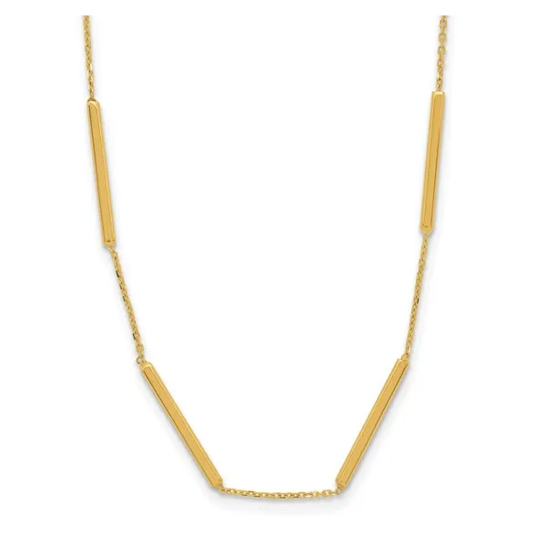 14k Yellow Gold Polished Bar Stations 16in with 1.5in extender Conti Jewelers Endwell, NY