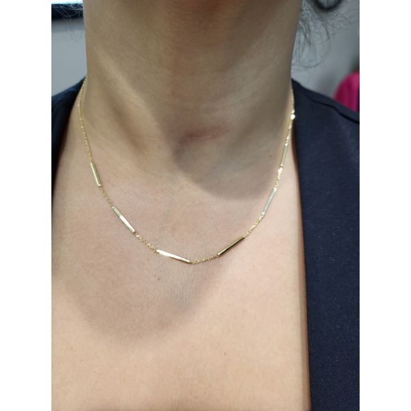 14k Yellow Gold Polished Bar Stations 16in with 1.5in extender Image 2 Conti Jewelers Endwell, NY