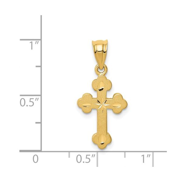 14K Brushed and Diamond-cut Cross Pendant Image 3 Conti Jewelers Endwell, NY