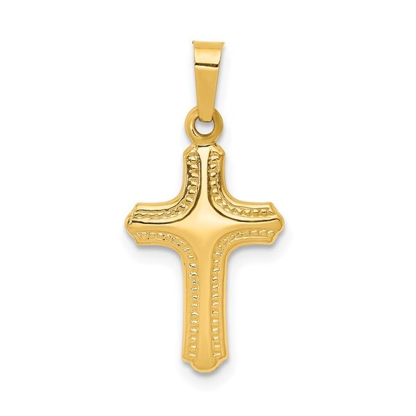 14k Polished and Textured Cross Pendant Conti Jewelers Endwell, NY