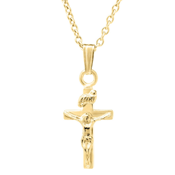 Children's Crucifix Pendant Necklace 14K Yellow Gold Fill 13