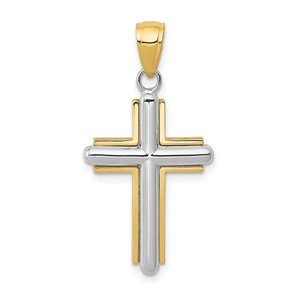 10k Two-tone Polished Cross Pendant Conti Jewelers Endwell, NY