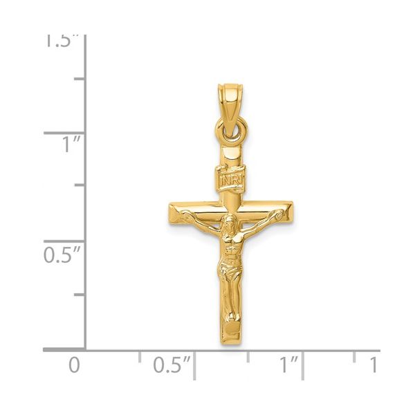 14k Yellow Gold Hollow Crucifix Pendant Image 3 Conti Jewelers Endwell, NY