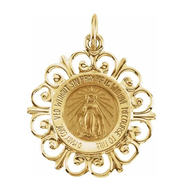 18mm Round Miraculous Medal in 14k Yellow Gold Conti Jewelers Endwell, NY
