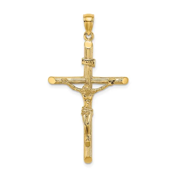Men's Textured Crucifix Pendant in 14k Yellow Gold Conti Jewelers Endwell, NY