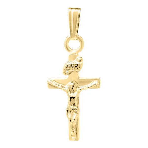 Children's Crucifix Pendant Necklace 14K Yellow Gold Fill 13