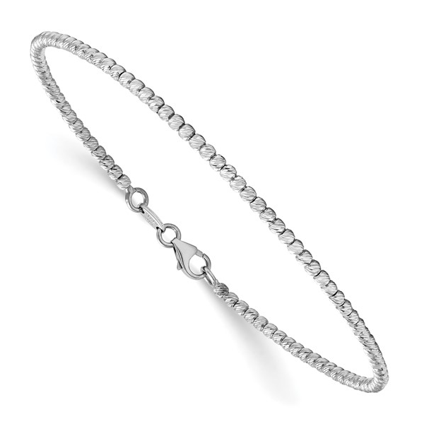 14k White Gold 2.5mm Beaded Bracelet Conti Jewelers Endwell, NY